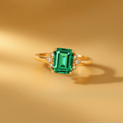 Emerald (Panna) ring in gold, festive style — RashiRocks concept design