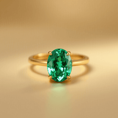 Emerald (Panna) ring in gold, minimal style — RashiRocks concept design
