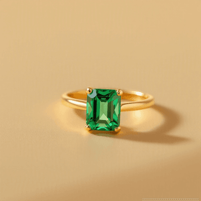 Emerald (Panna) ring in gold, modern style — RashiRocks concept design