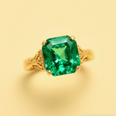 Emerald (Panna) ring in gold, temple style — RashiRocks concept design