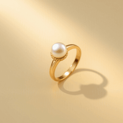 Pearl (Moti) ring in gold, festive style — RashiRocks concept design