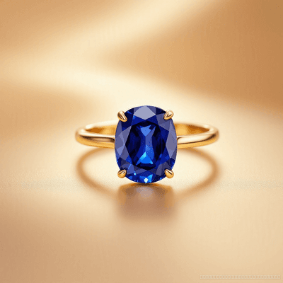 Blue Sapphire (Neelam) ring in gold, minimal style — RashiRocks concept design
