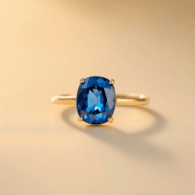 Blue Sapphire (Neelam) ring in gold, modern style — RashiRocks concept design