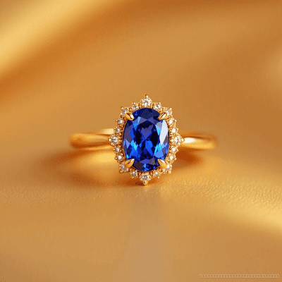 Blue Sapphire (Neelam) ring in gold, traditional style — RashiRocks concept design