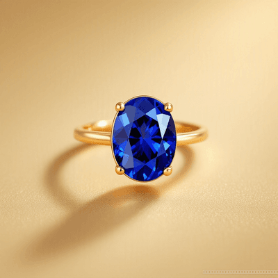 Blue Sapphire (Neelam) ring in gold, minimal style — RashiRocks concept design