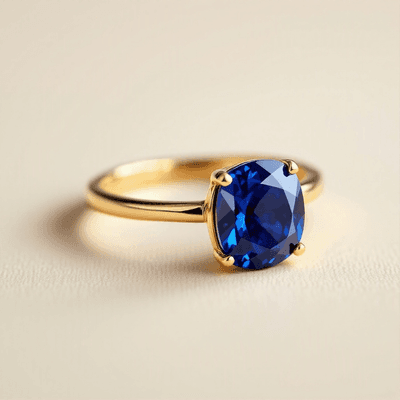 Blue Sapphire (Neelam) ring in gold, modern style — RashiRocks concept design