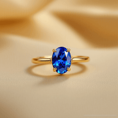 Blue Sapphire (Neelam) ring in gold, traditional style — RashiRocks concept design